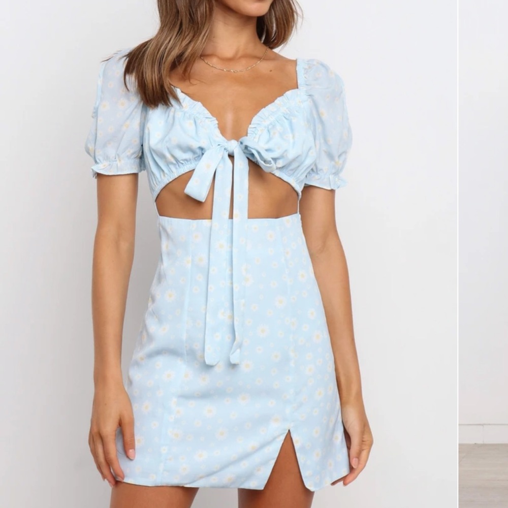 Petal & Pup Light Blue Floral Mini Dress
